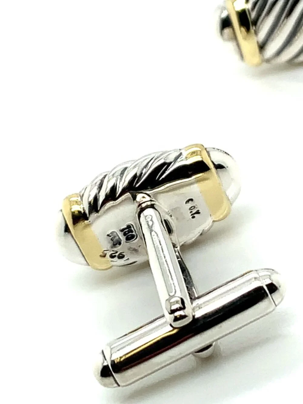 David Yurman Sterling Silver and 18K Gold Cufflinks